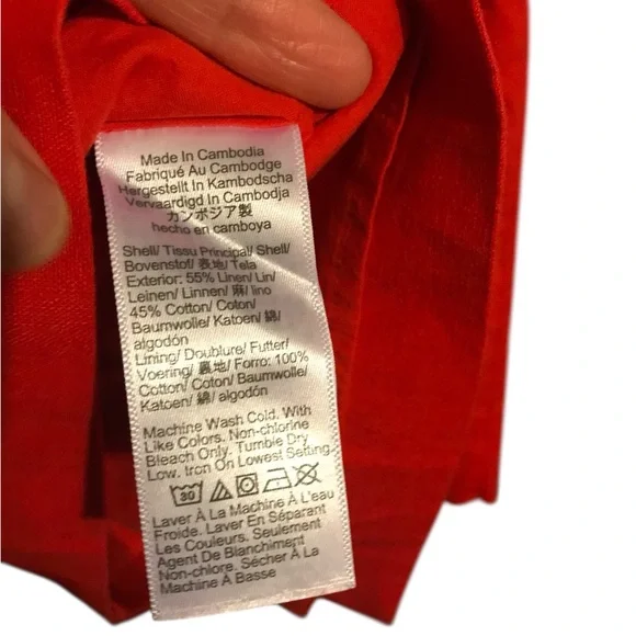 J. Crew Linen & Cotton Christmas Red Button-Front Midi Dress NEW with Tags - Picture 3 of 4